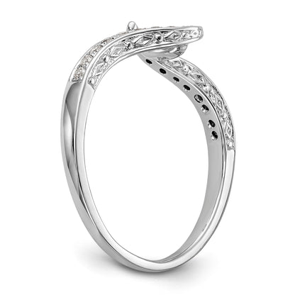 Verlobungsring aus 14K Weißgold mit Krappenfassung, Bypass-Design und simuliertem Diamanten