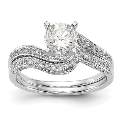 Verlobungsring aus 14K Weißgold mit Krappenfassung, Bypass-Design und simuliertem Diamanten