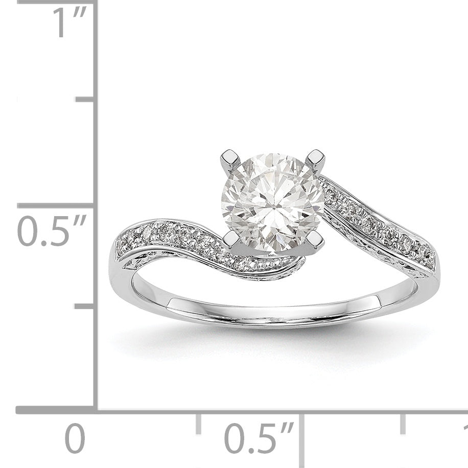 Verlobungsring aus 14K Weißgold mit Krappenfassung, Bypass-Design und simuliertem Diamanten