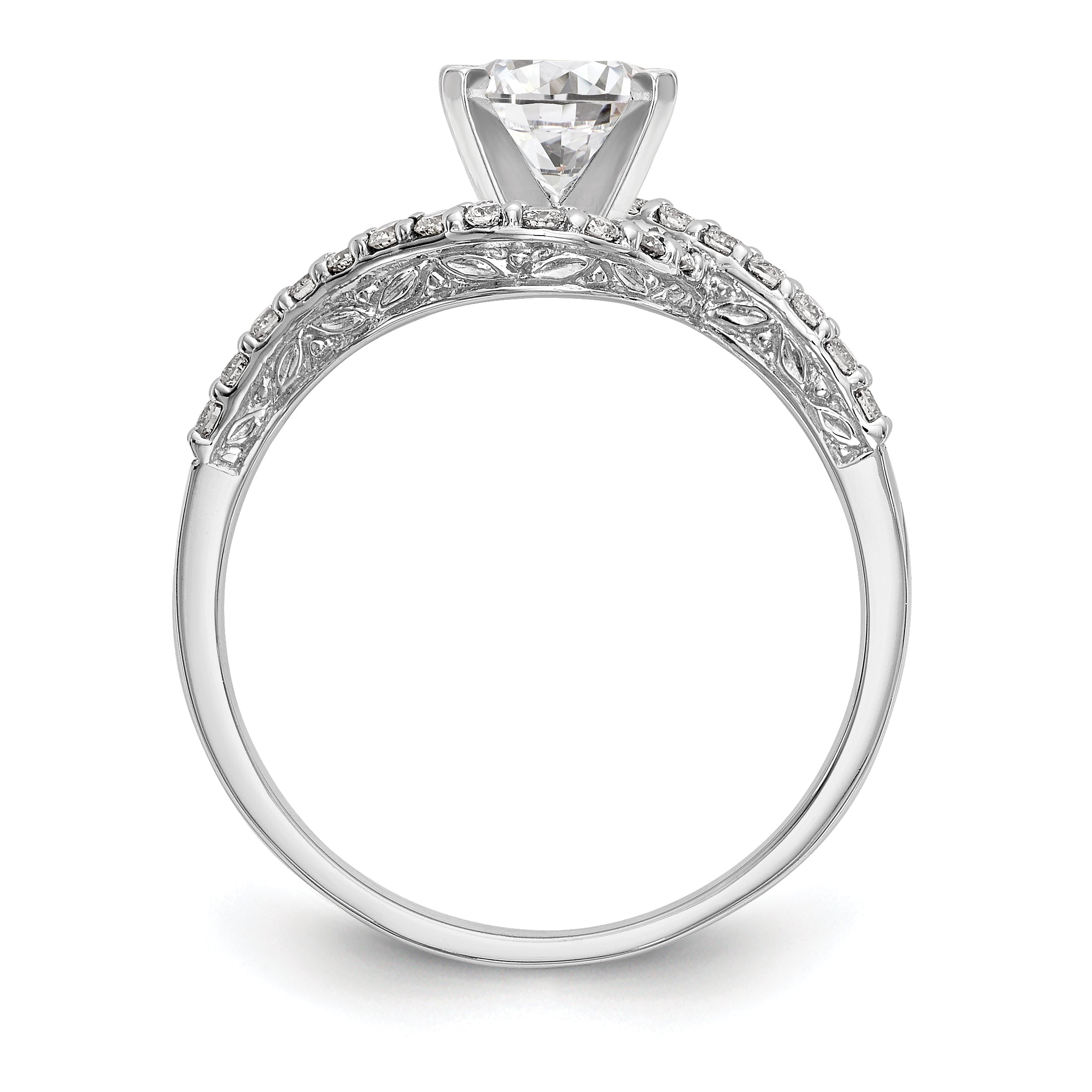 14K Weißgold Verlobungsring mit Krappenfassung und Bypass-Design