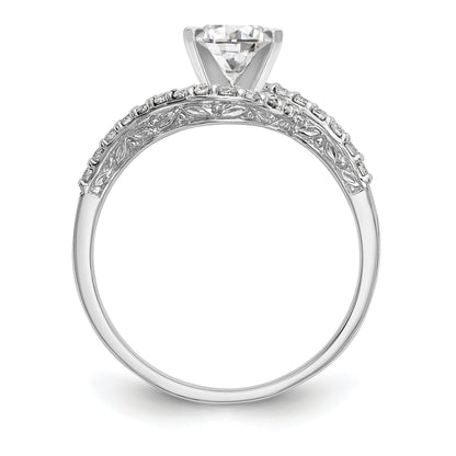 14K Weißgold Verlobungsring mit Krappenfassung und Bypass-Design