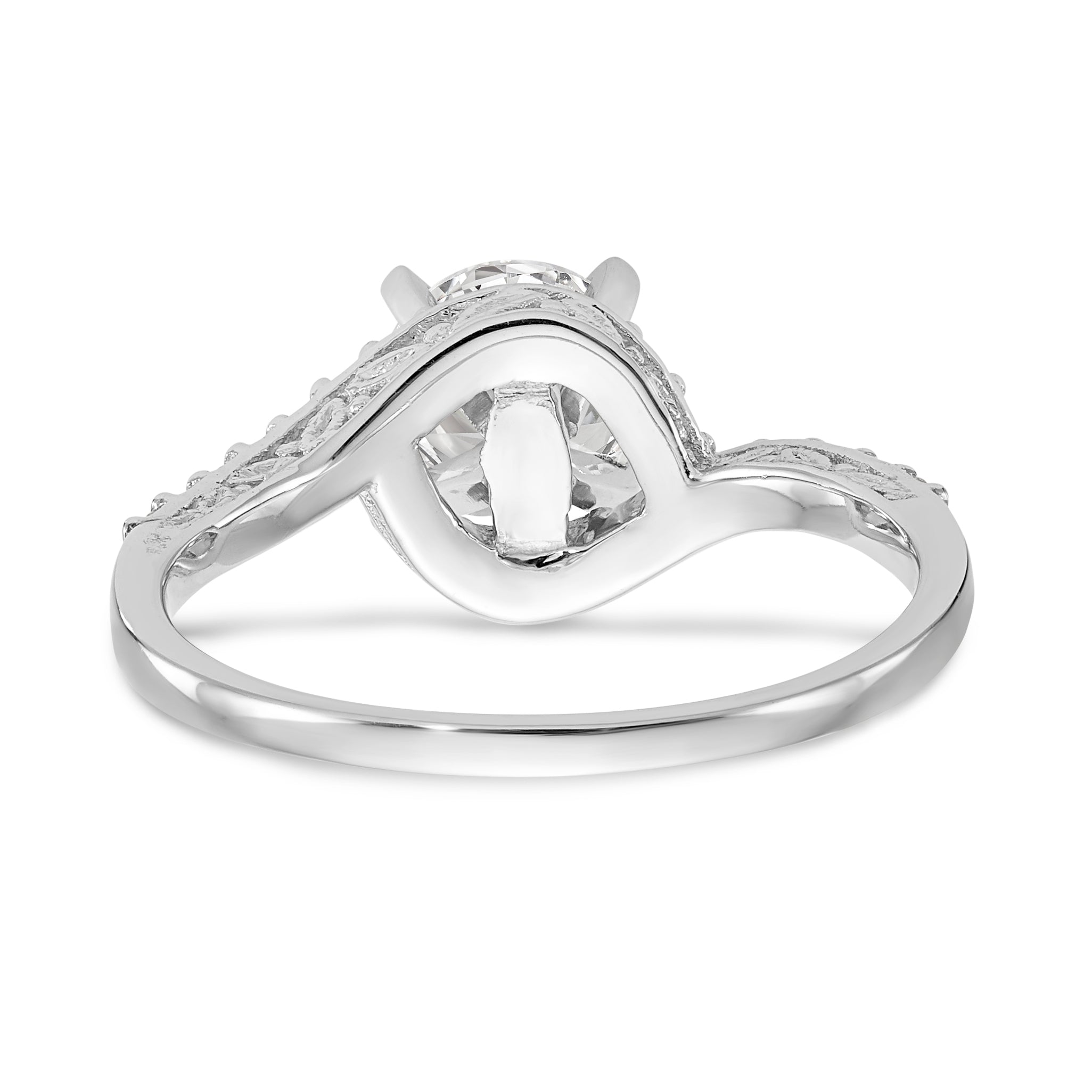 14K Weißgold Verlobungsring mit Krappenfassung und Bypass-Design