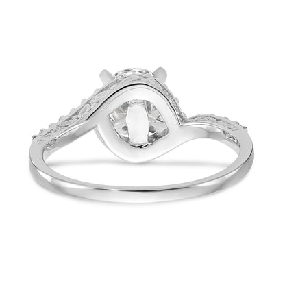 14K Weißgold Verlobungsring mit Krappenfassung und Bypass-Design