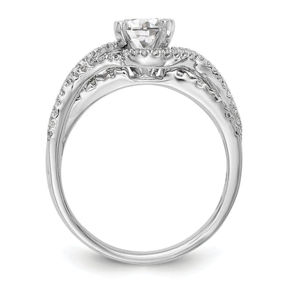 14K Weißgold Verlobungsring Bypass mit Diamant-Imitat in Krappenfassung