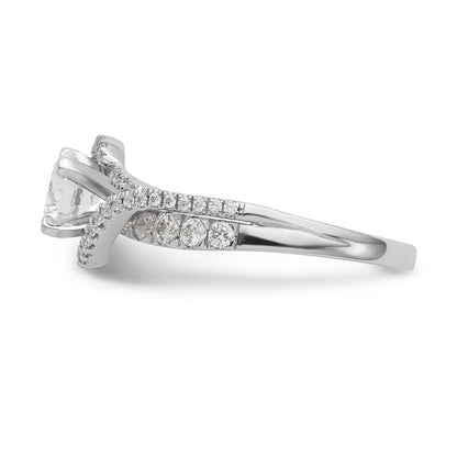 14K Weißgold Verlobungsring Bypass mit Diamant-Imitat in Krappenfassung