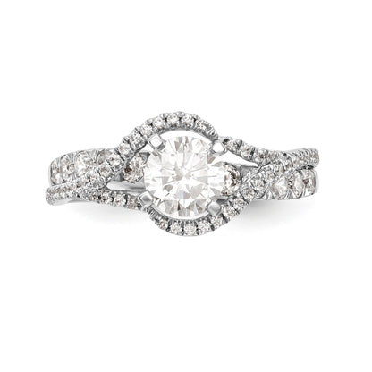 14K Weißgold Verlobungsring Bypass mit Diamant-Imitat in Krappenfassung