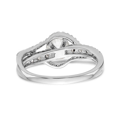 14K Weißgold Verlobungsring Bypass mit Diamant-Imitat in Krappenfassung