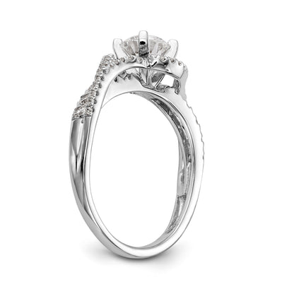 14K Weißgold Verlobungsring Bypass mit Diamant-Imitat in Krappenfassung