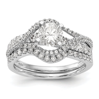 14K Weißgold Verlobungsring Bypass mit Diamant-Imitat in Krappenfassung