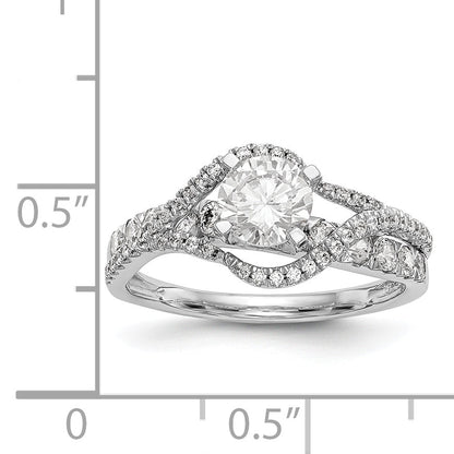 14K Weißgold Verlobungsring Bypass mit Diamant-Imitat in Krappenfassung