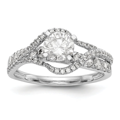 14K Weißgold Verlobungsring Bypass mit Diamant-Imitat in Krappenfassung