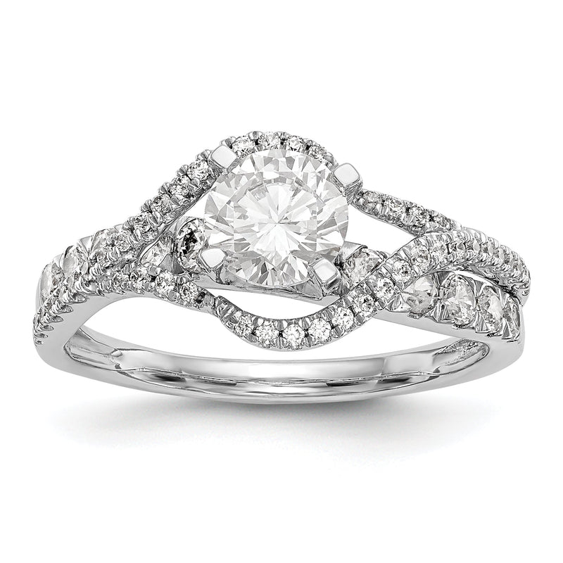 14K Weißgold Verlobungsring Bypass mit Diamant-Imitat in Krappenfassung