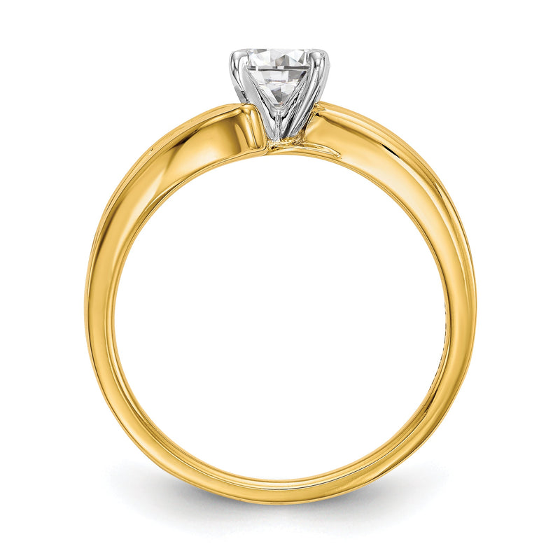 Verlobungsring mit Krappenfassung und simulierten Diamanten im Überkreuz-Design aus 14 Karat Gelbgold