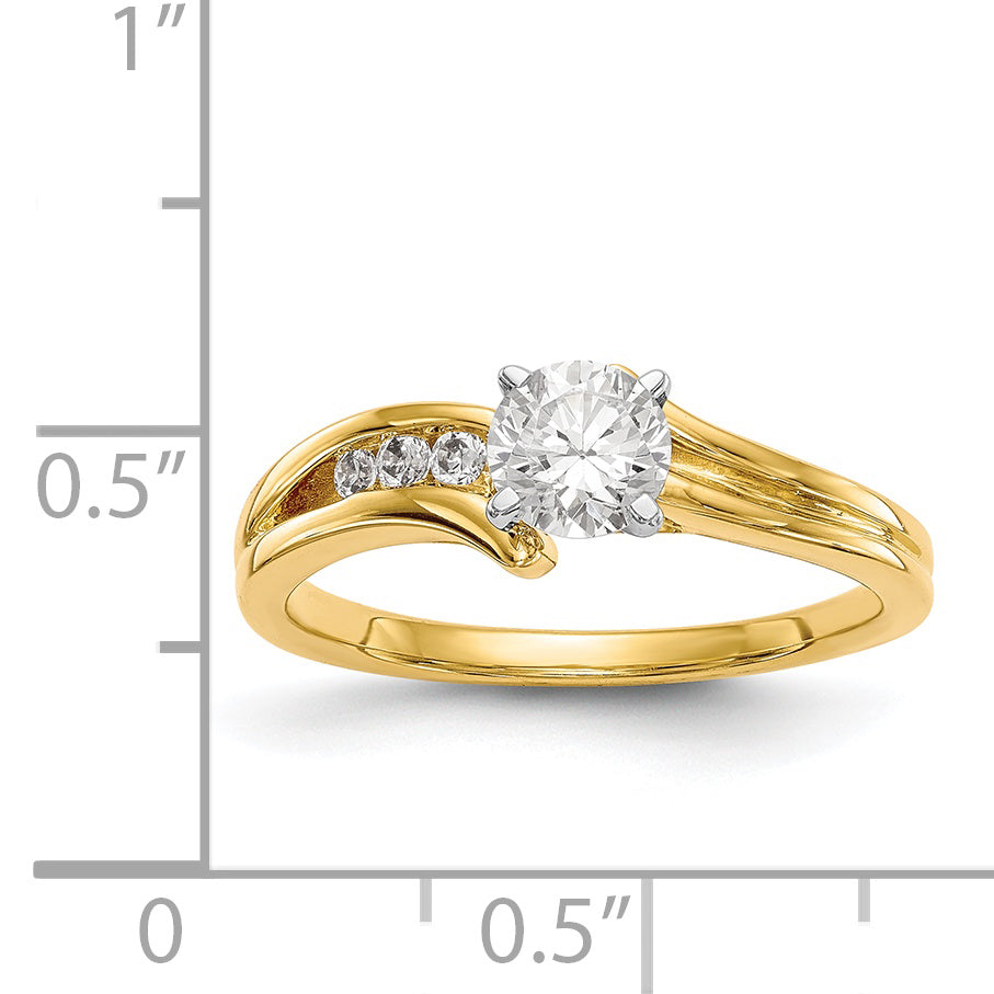 Verlobungsring mit Krappenfassung und simulierten Diamanten im Überkreuz-Design aus 14 Karat Gelbgold