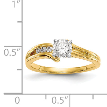 Verlobungsring mit Krappenfassung und simulierten Diamanten im Überkreuz-Design aus 14 Karat Gelbgold