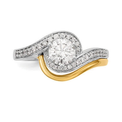 14K Bicolor Verlobungsring im Bypass-Stil mit Peg-Set-Fassung und simuliertem Diamanten