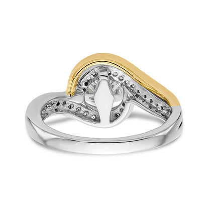 14K Bicolor Verlobungsring im Bypass-Stil mit Peg-Set-Fassung und simuliertem Diamanten