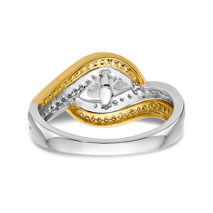 14K Bicolor Verlobungsring mit Zirkonia im Bypass-Design und Peg-Fassung