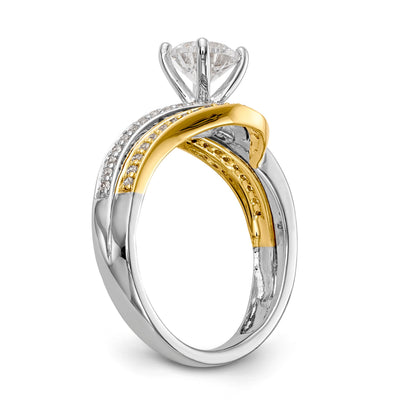 14K Bicolor Verlobungsring mit Zirkonia im Bypass-Design und Peg-Fassung