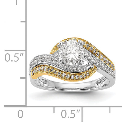 14K Bicolor Verlobungsring mit Zirkonia im Bypass-Design und Peg-Fassung