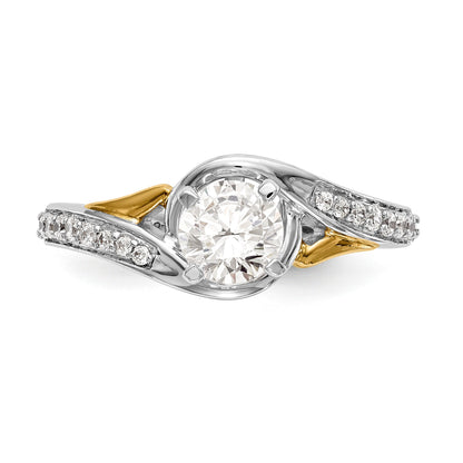 14K Two-Tone Verlobungsring im Bypass-Design mit Krappenfassung und Zirkonia