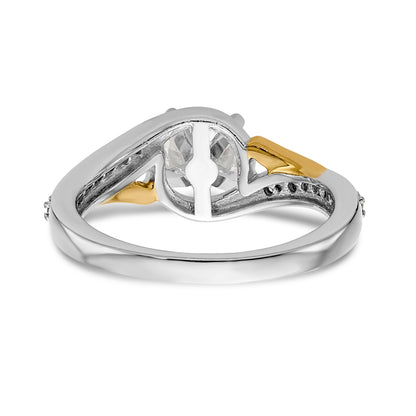 14K Two-Tone Verlobungsring im Bypass-Design mit Krappenfassung und Zirkonia