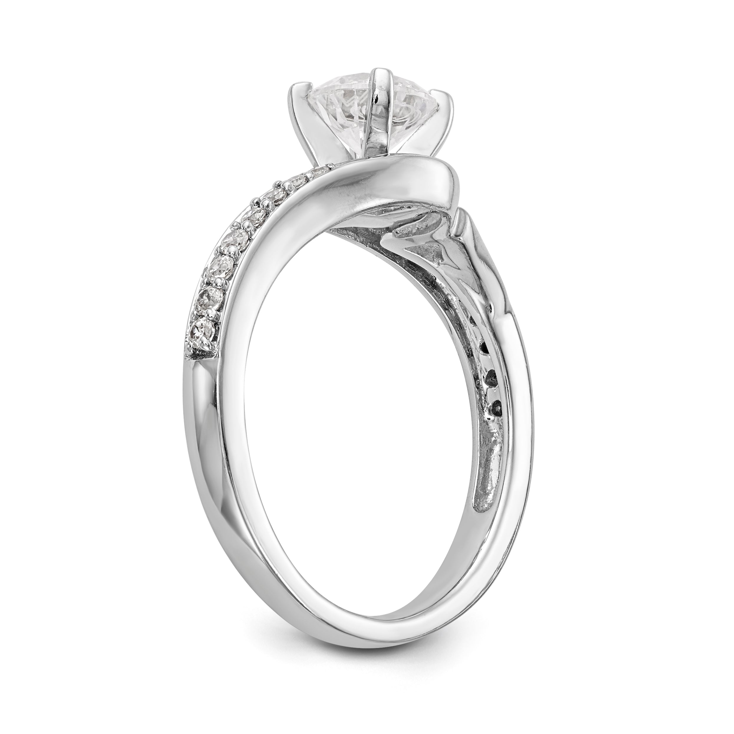 14K Two-Tone Verlobungsring im Bypass-Design mit Krappenfassung und Zirkonia