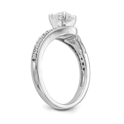 14K Two-Tone Verlobungsring im Bypass-Design mit Krappenfassung und Zirkonia