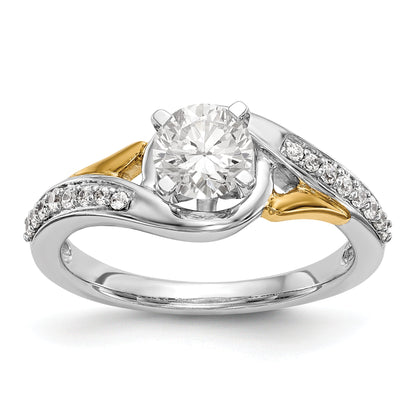 14K Two-Tone Verlobungsring im Bypass-Design mit Krappenfassung und Zirkonia