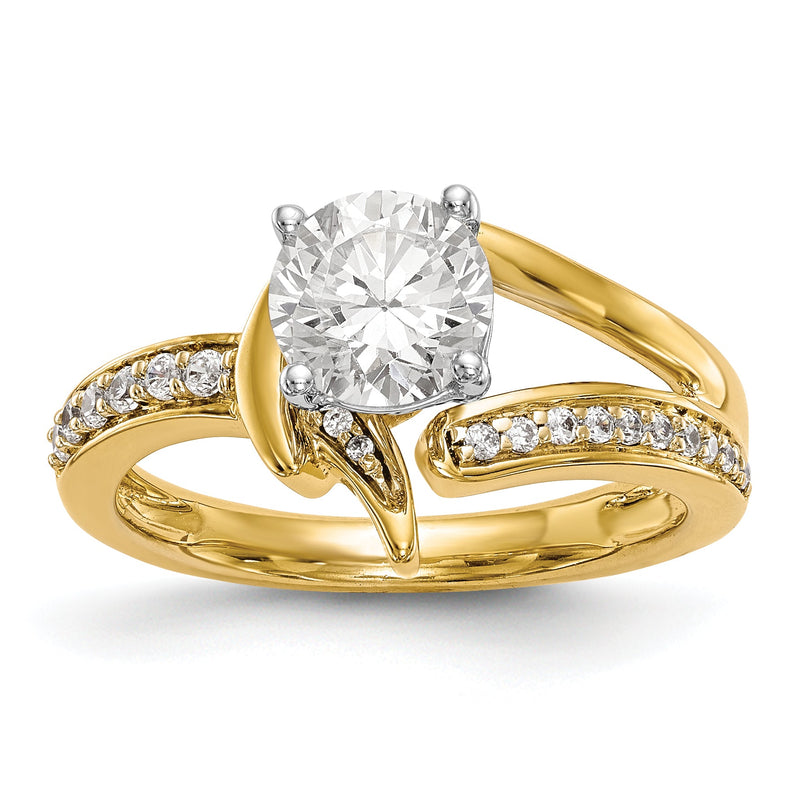14K Bicolor Verlobungsring mit Zirkonia im Bypass-Design, Peg-Set