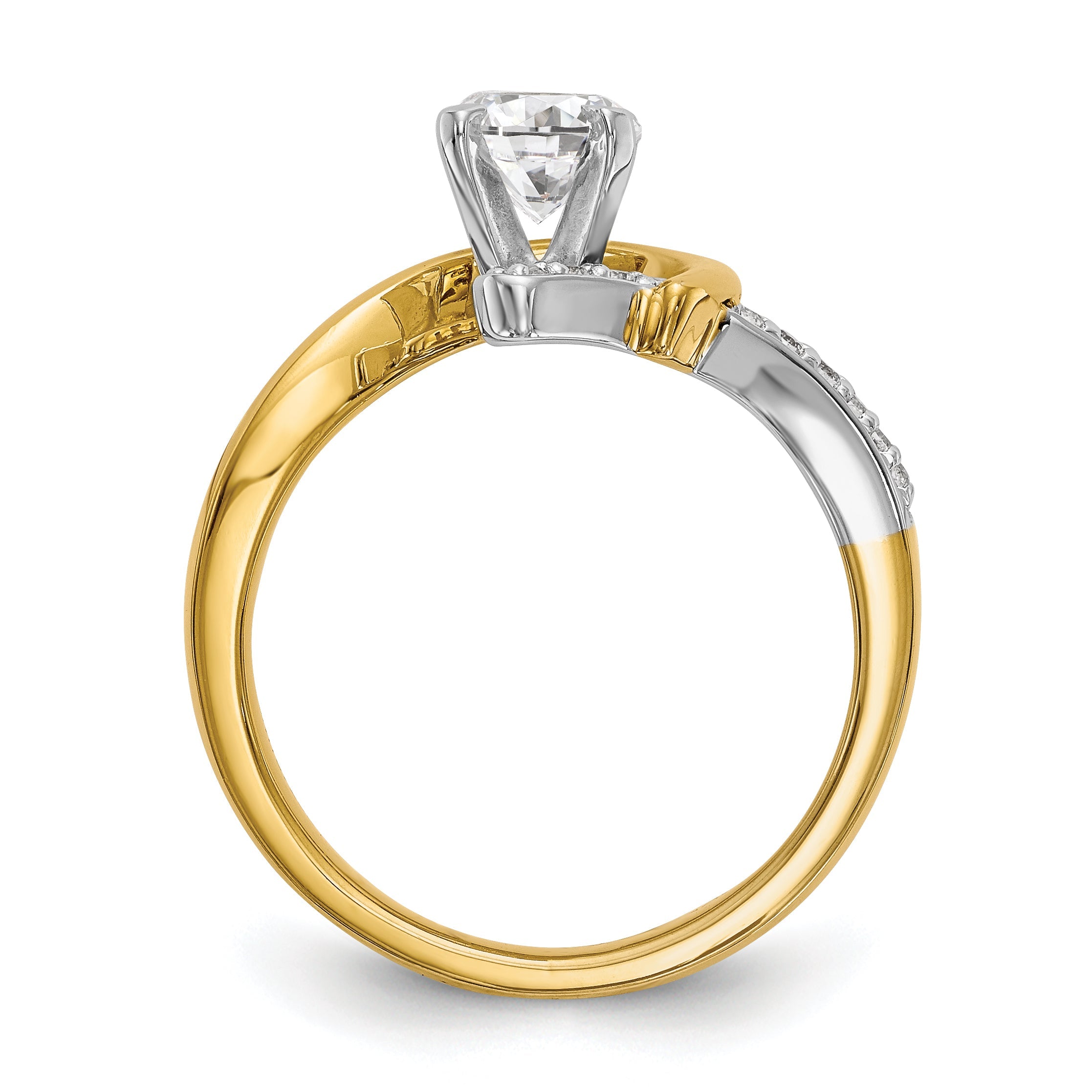 14K Bicolor Verlobungsring mit Zirkonia im Überkreuz-Design