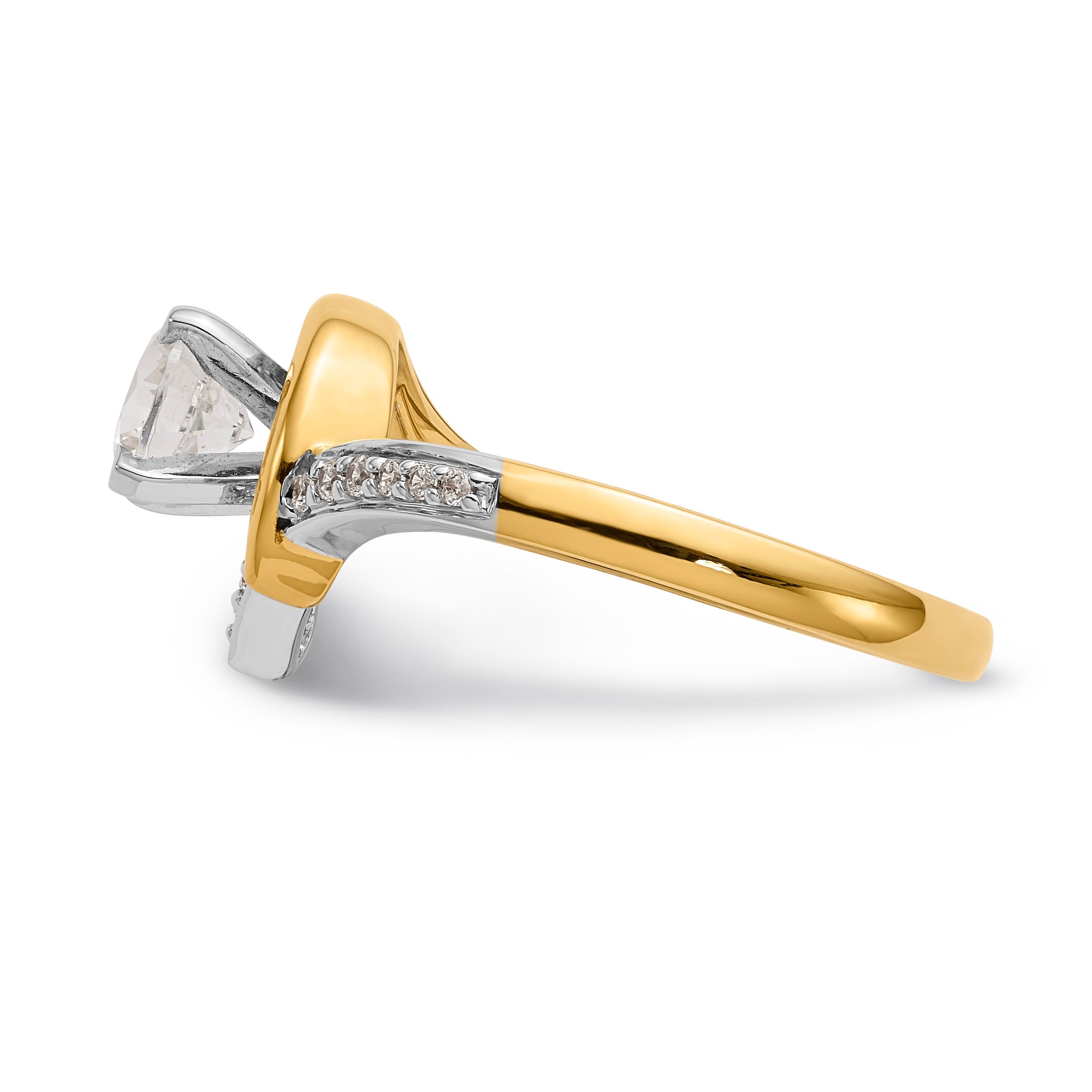 14K Bicolor Verlobungsring mit Zirkonia im Überkreuz-Design