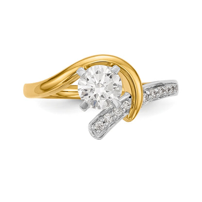 14K Bicolor Verlobungsring mit Zirkonia im Überkreuz-Design