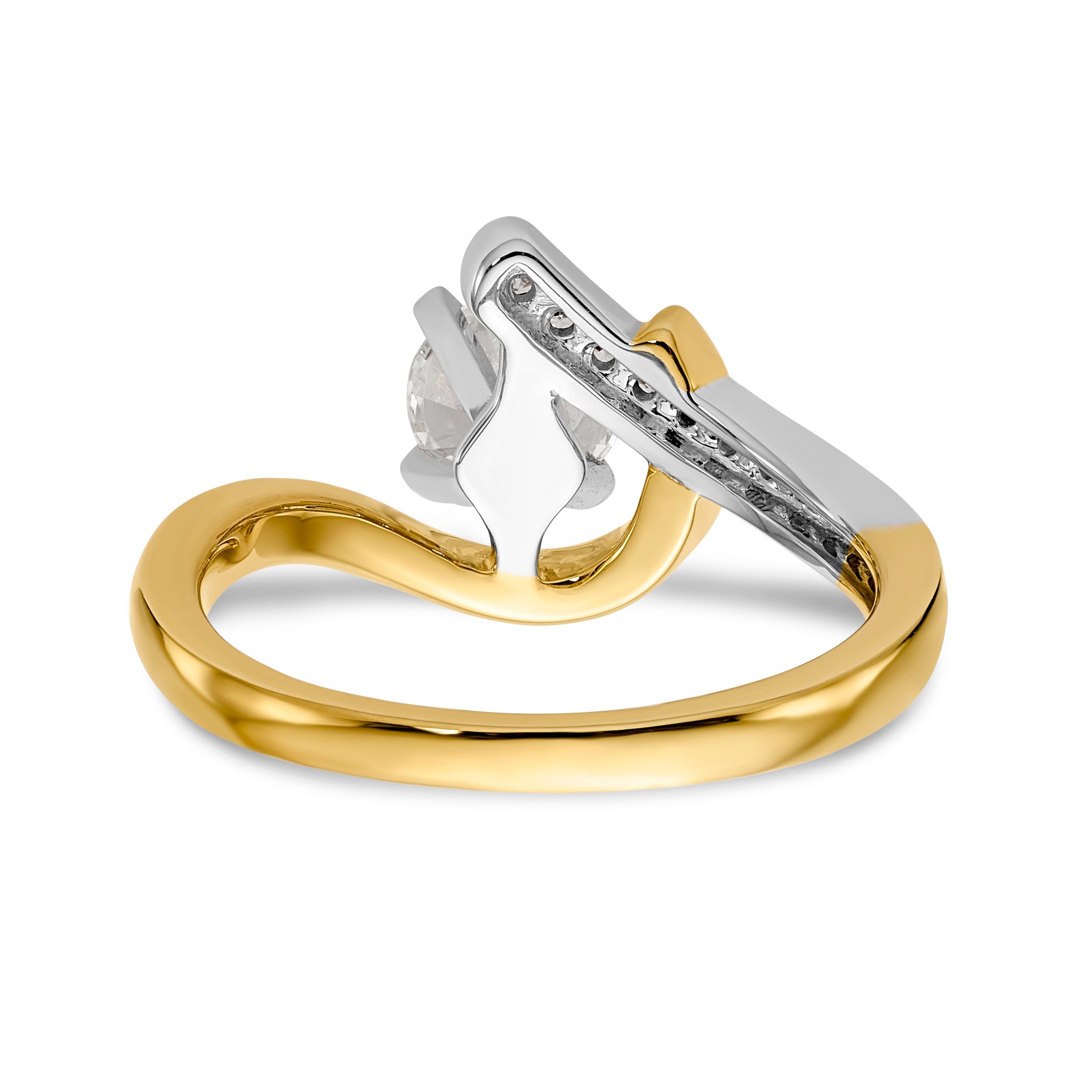 14K Bicolor Verlobungsring mit Zirkonia im Überkreuz-Design