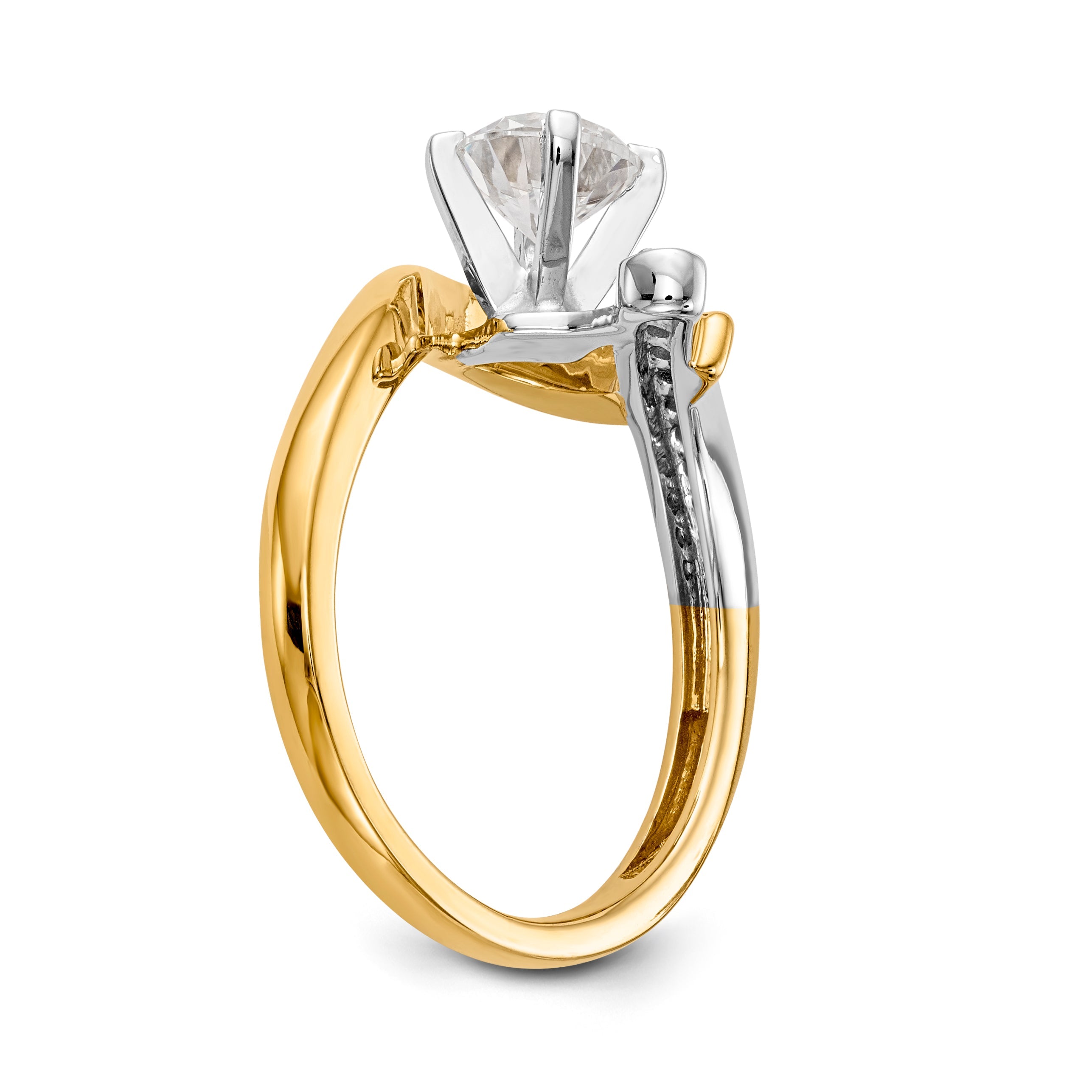 14K Bicolor Verlobungsring mit Zirkonia im Überkreuz-Design