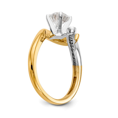 14K Bicolor Verlobungsring mit Zirkonia im Überkreuz-Design