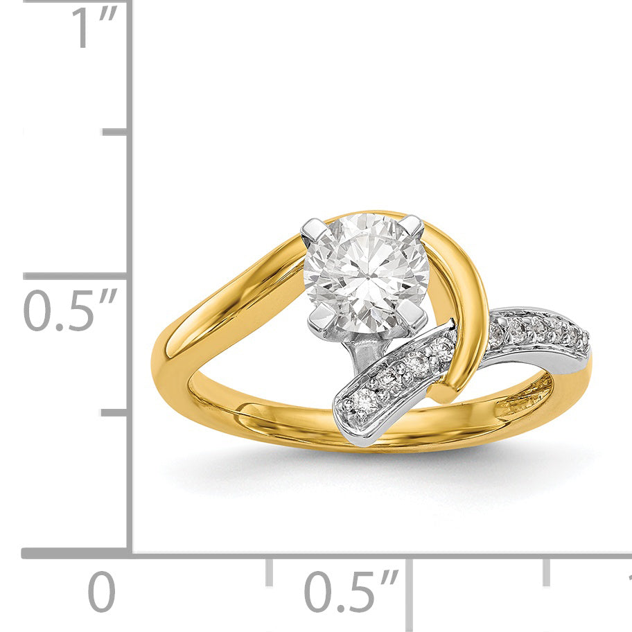 14K Bicolor Verlobungsring mit Zirkonia im Überkreuz-Design