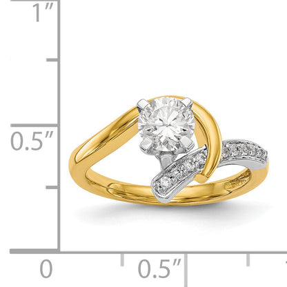 14K Bicolor Verlobungsring mit Zirkonia im Überkreuz-Design
