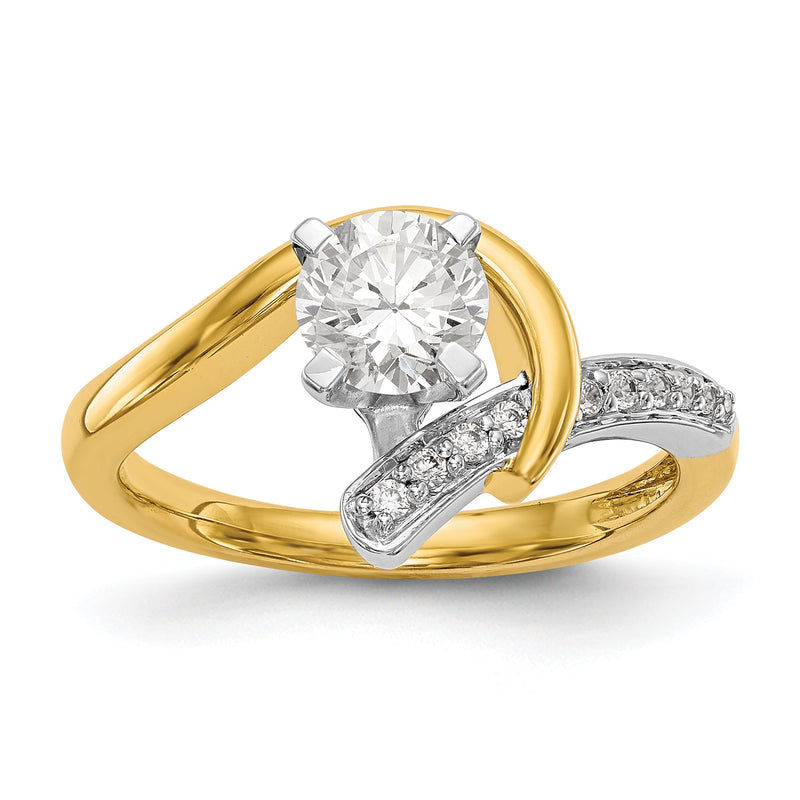 14K Bicolor Verlobungsring mit Zirkonia im Überkreuz-Design