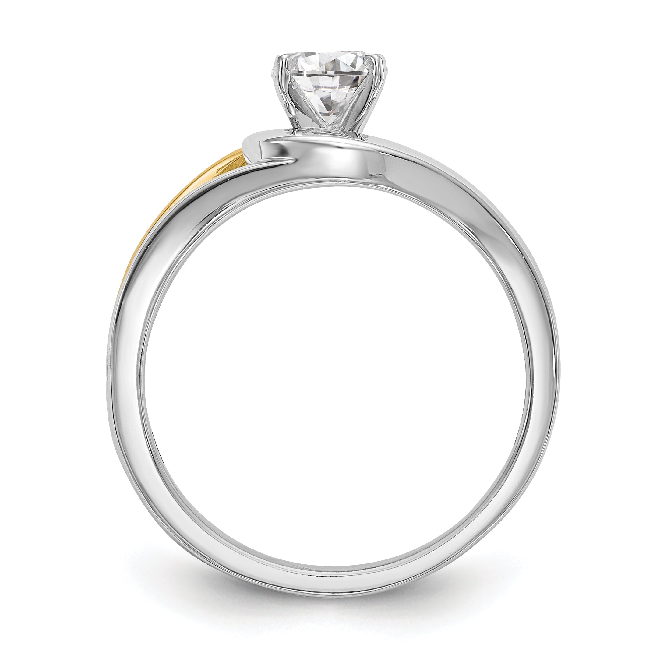 14K Bicolor Verlobungsring-Fassung mit Zirkonia im Überkreuz-Design