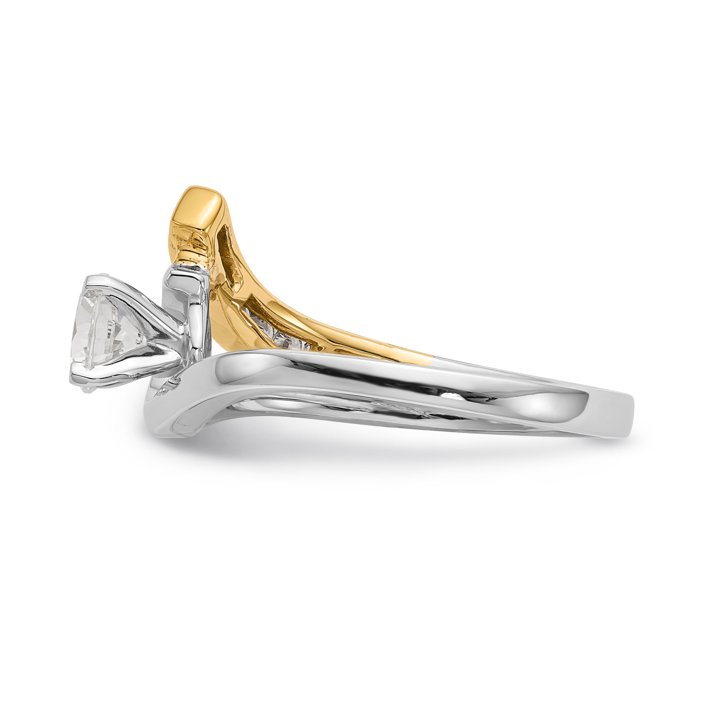 14K Bicolor Verlobungsring-Fassung mit Zirkonia im Überkreuz-Design