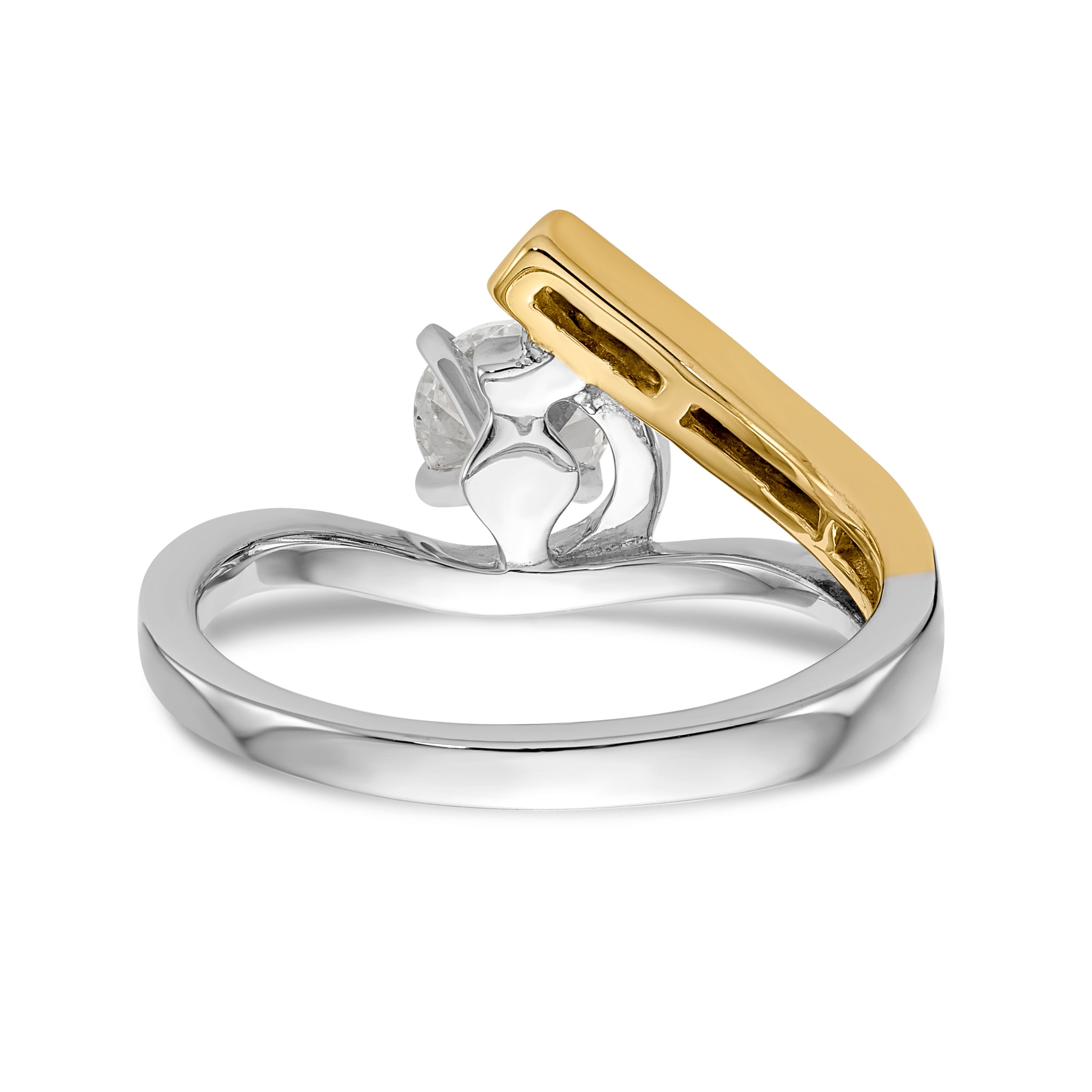 14K Bicolor Verlobungsring-Fassung mit Zirkonia im Überkreuz-Design