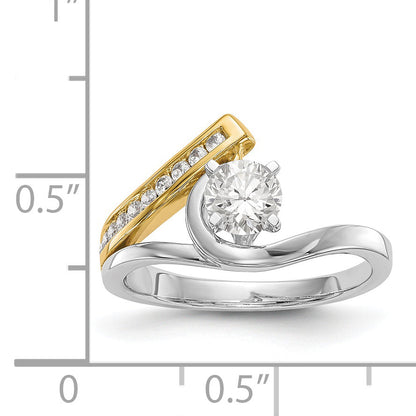 14K Bicolor Verlobungsring-Fassung mit Zirkonia im Überkreuz-Design