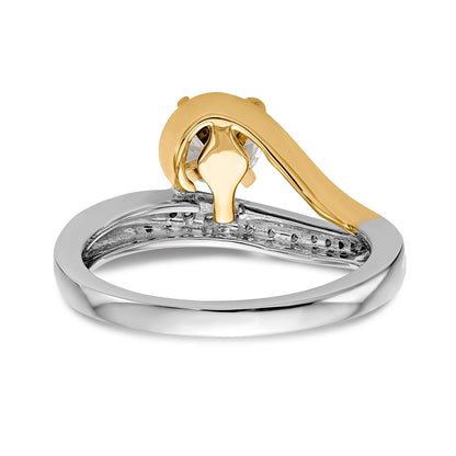 14K Bicolor Verlobungsring mit Krappenfassung und Zirkonia im Überkreuz-Design
