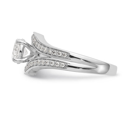 14K Bicolor Verlobungsring mit Peg-Fassung und simuliertem Diamant im Überkreuz-Design