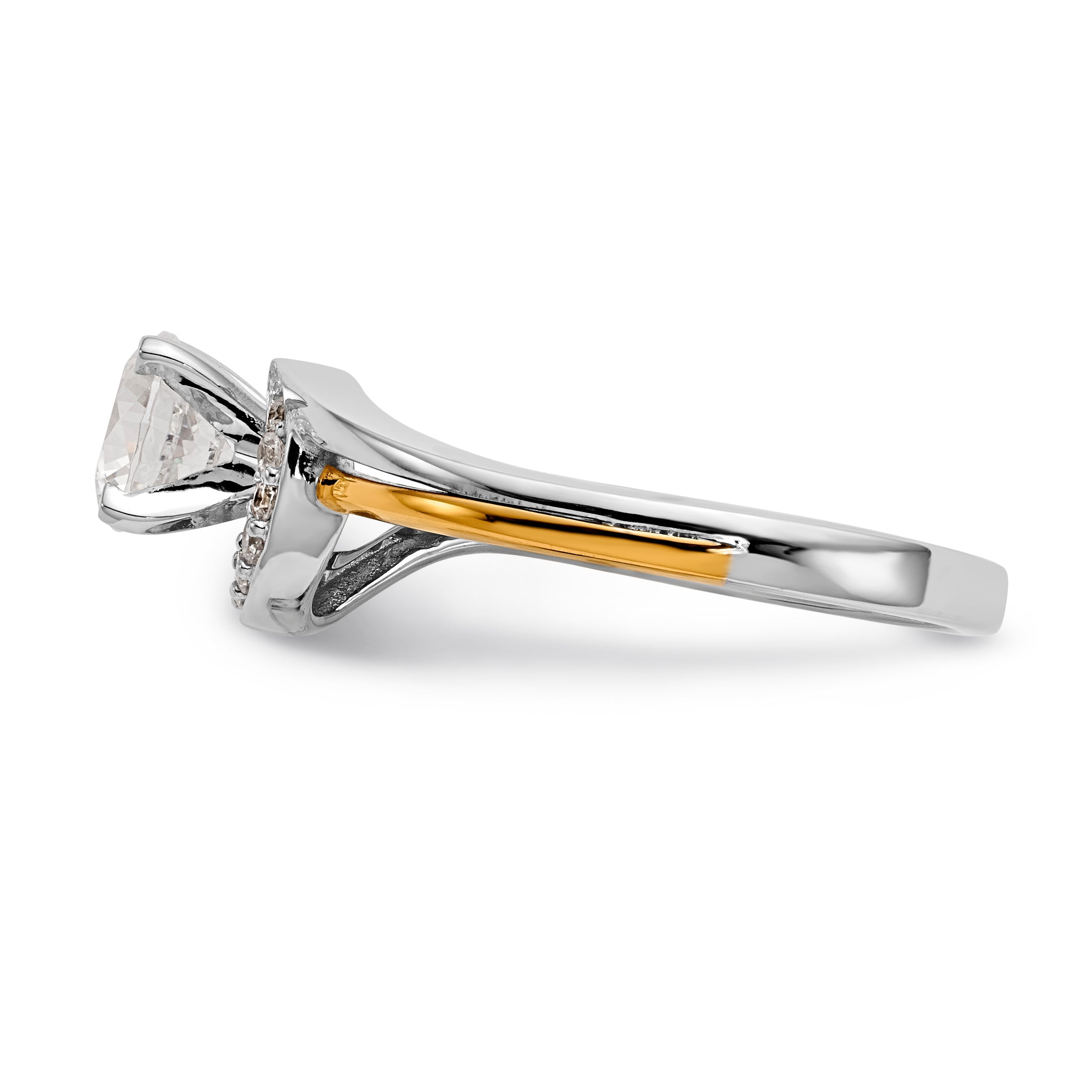 14K Bicolor Ring mit Peg-Fassung und simuliertem Diamanten