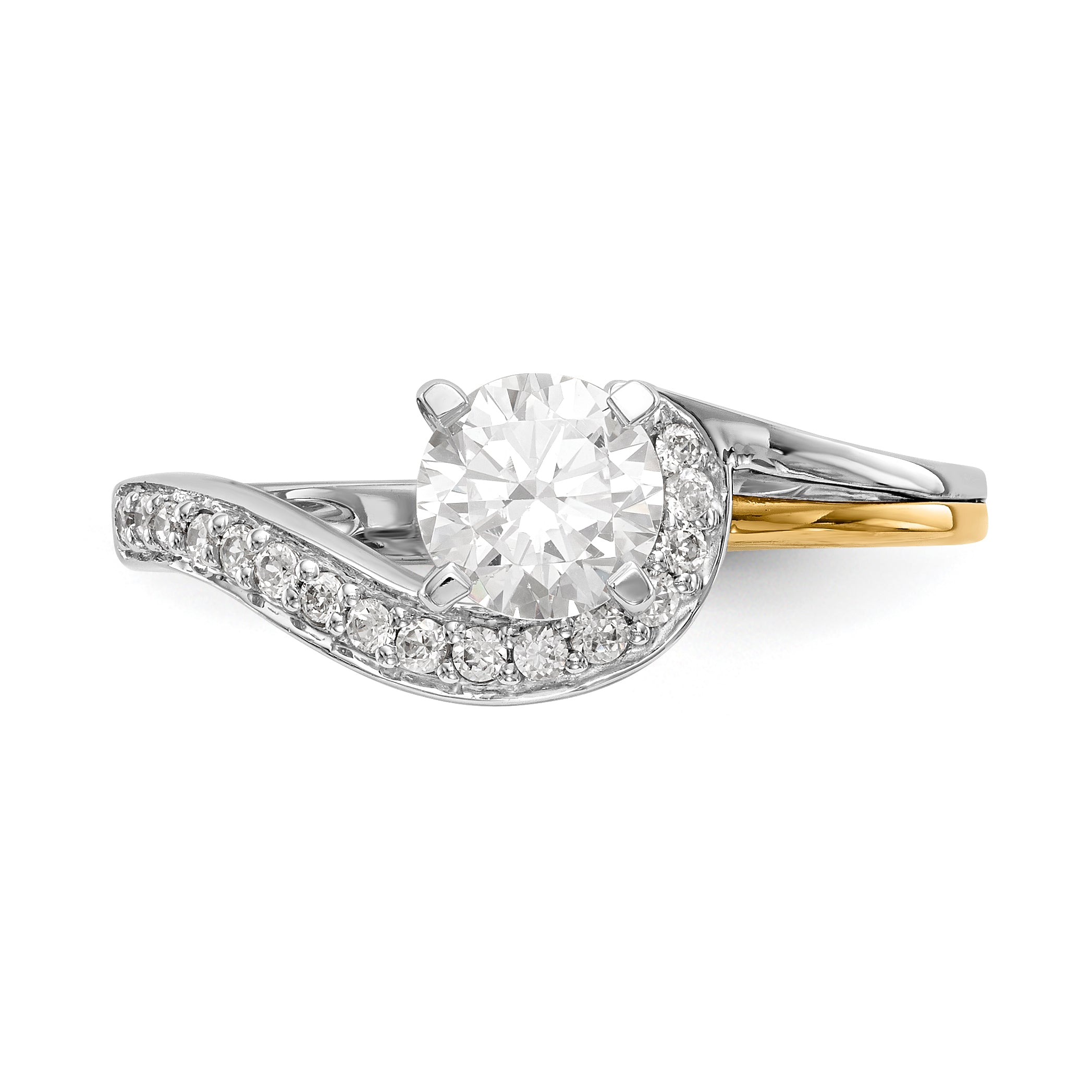 14K Bicolor Ring mit Peg-Fassung und simuliertem Diamanten