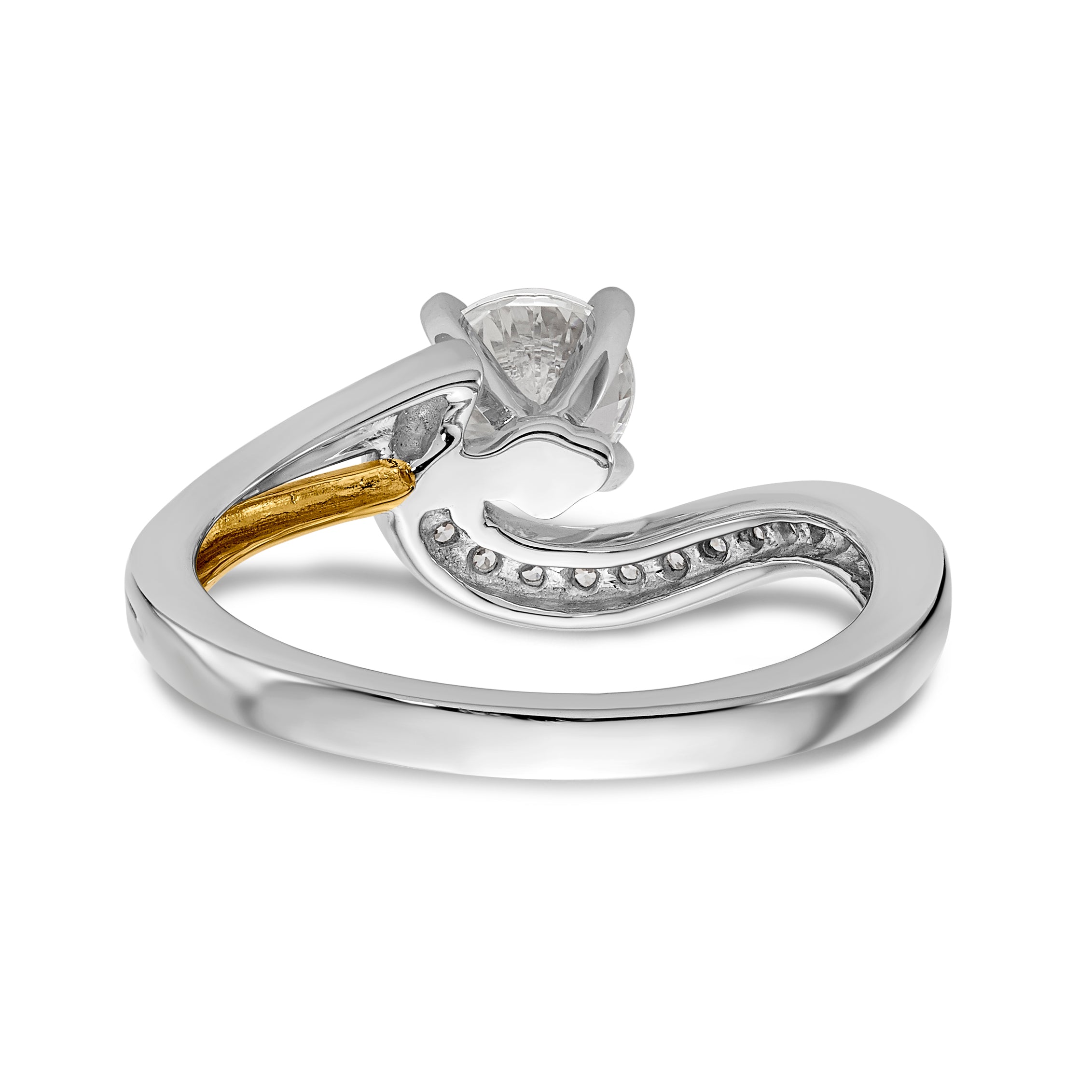 14K Bicolor Ring mit Peg-Fassung und simuliertem Diamanten