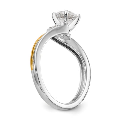 14K Bicolor Ring mit Peg-Fassung und simuliertem Diamanten