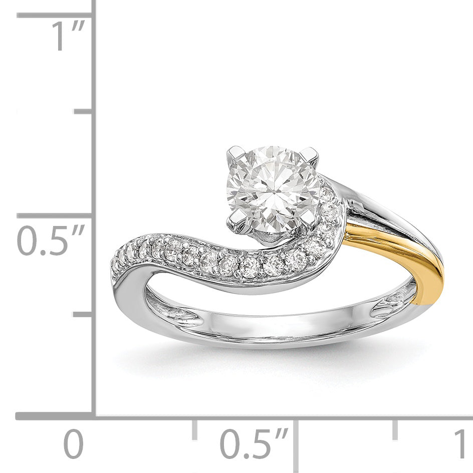 14K Bicolor Ring mit Peg-Fassung und simuliertem Diamanten